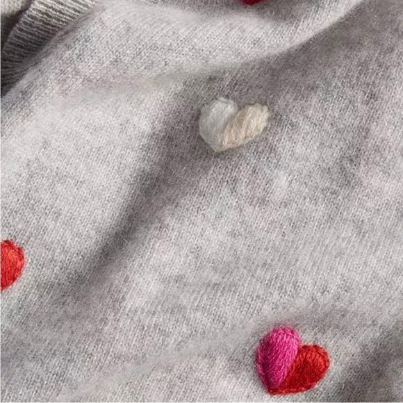 Charter Club Cashmere Heart-Embroidered Long Open Cardigan In Grey Combo Size XS - Picture 3 of 9